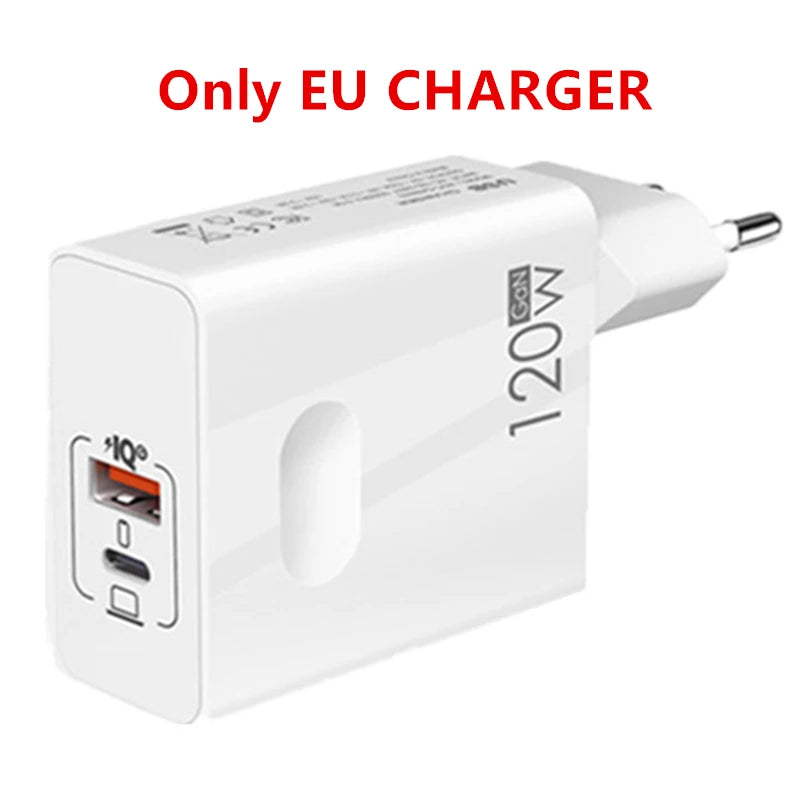 120W Fast Charger USB Type C PD Cable Fast Charging Quick Charge 3.0 Adapter