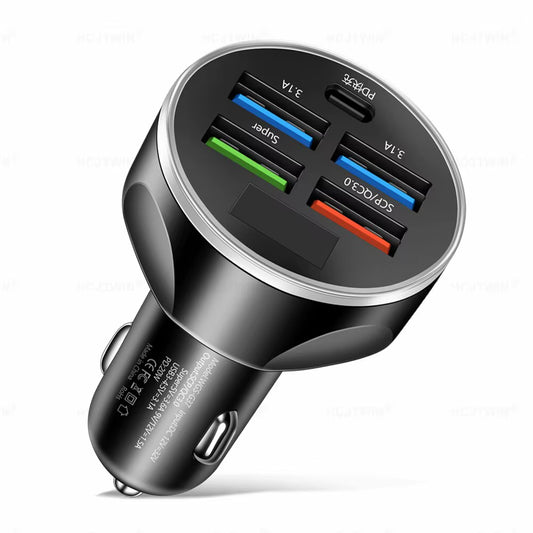 4Usb PD 250W Car Charger Type C Fast Charging Auto Mobile Phone Adapter